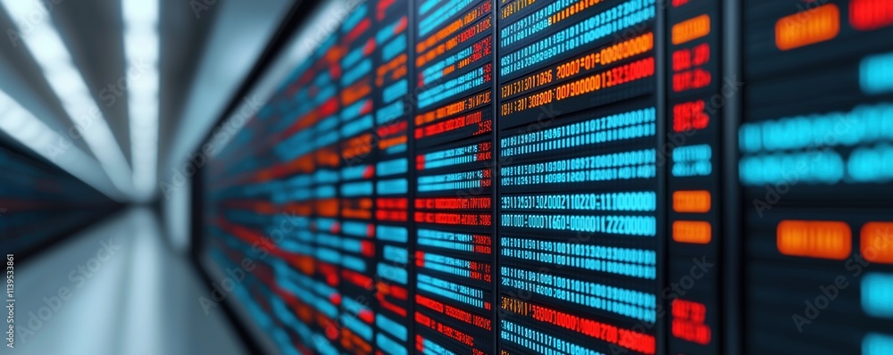 Poster national assembly authority concept. a vibrant display of data streams in blue and red, showcasing d