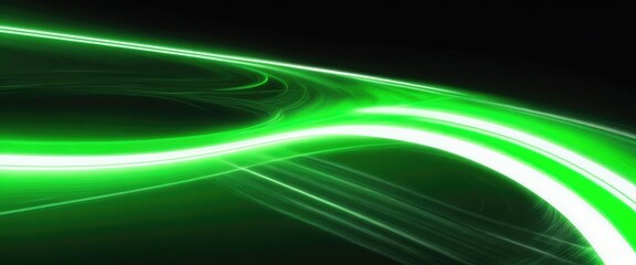 Naklejka premium Green Light glowing shiny lines effect vector background