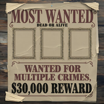 Dramatic Old West Poster with Worn Edges and Reward





