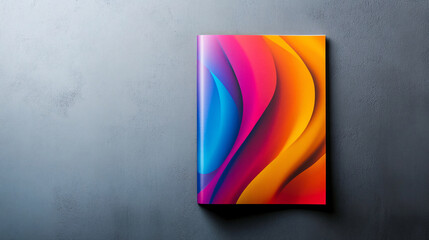Vibrant brochure design on A4 paper mockup with colorful abstract patterns. Ideal for showcasing modern graphics and creative layouts