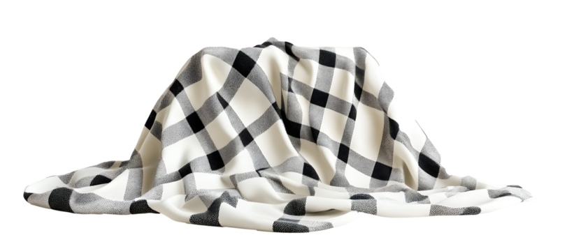 checkered cloth in a light shade isolated on white background 