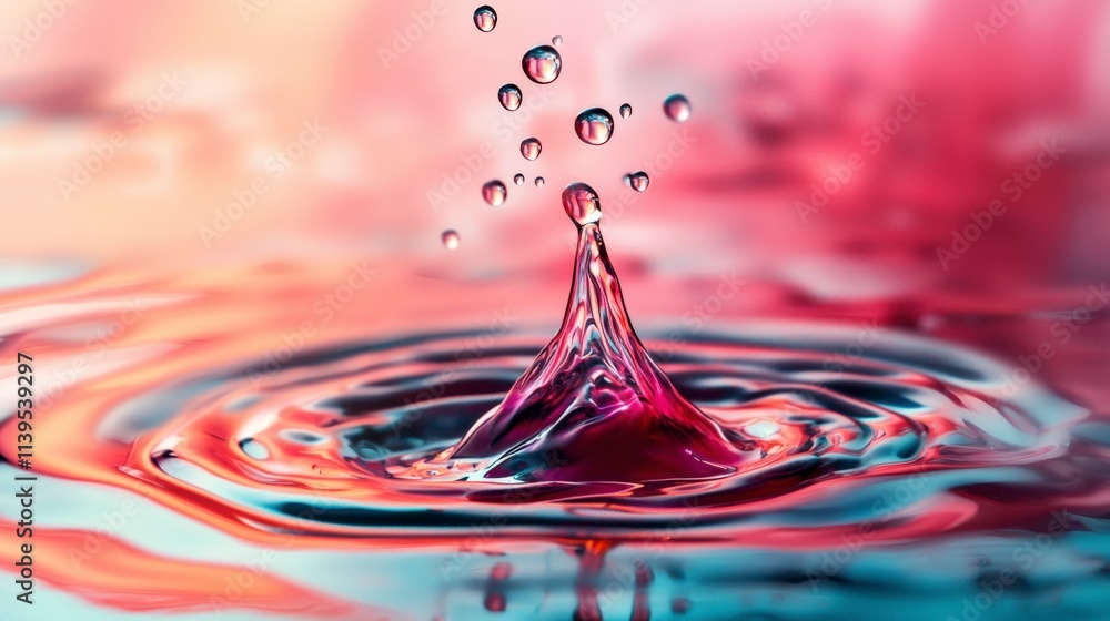 Poster dynamic ink droplet spreading across water surface abstract art close-up vibrant colors fluid motion