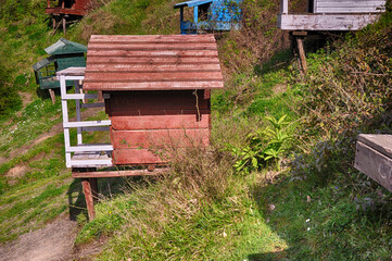 Colorful wooden coops in Sakli Gol (Hiden Lake), Istanbul, Turkey.