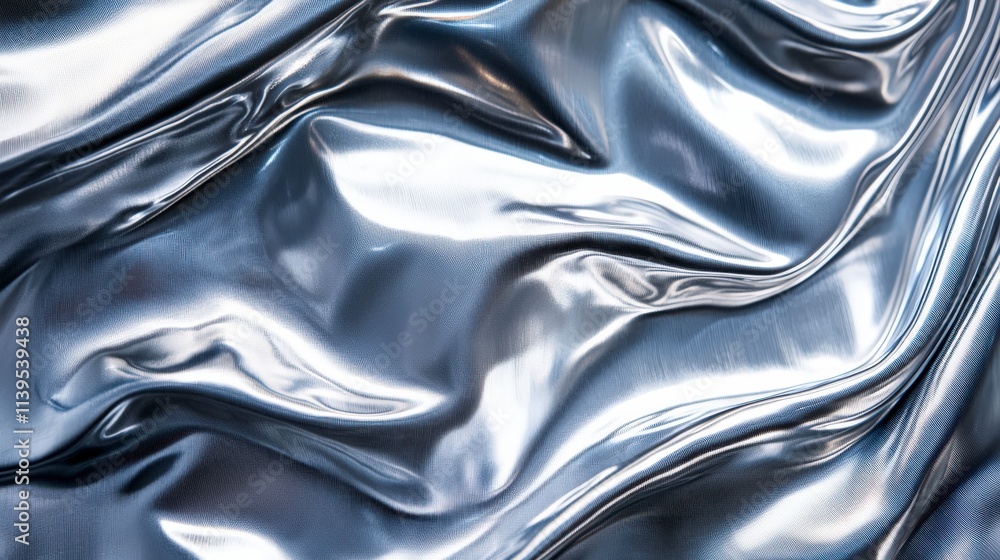 Aufkleber Dynamic flowing metallic texture abstract art modern design studio setting close-up view visual elegance