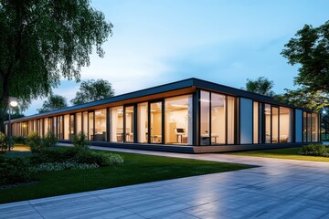 Fototapeta premium Modern Prefabricated Hospital: Designed for Quick Assembly and Efficient Healthcare Solutions