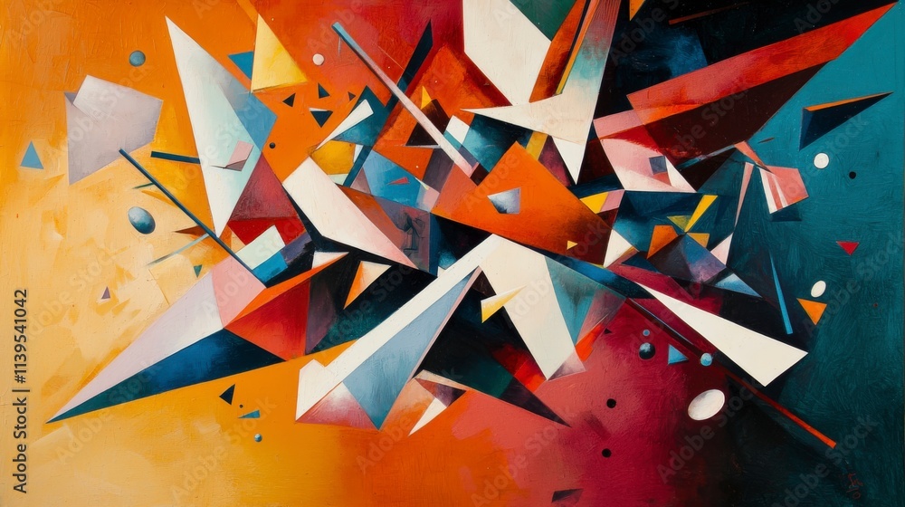 Aufkleber dynamic abstract shapes in motion on a tilted plane artistic composition vibrant environment contemp
