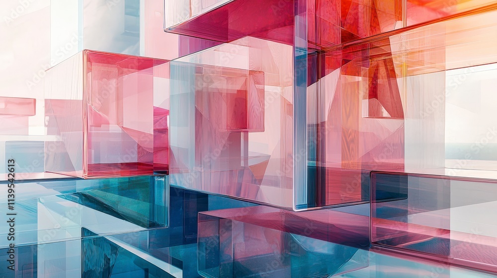 Poster translucent architectural layers overlapping in modern design urban environment abstract art contemp