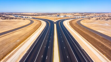 A long highway in the middle of a rural area
