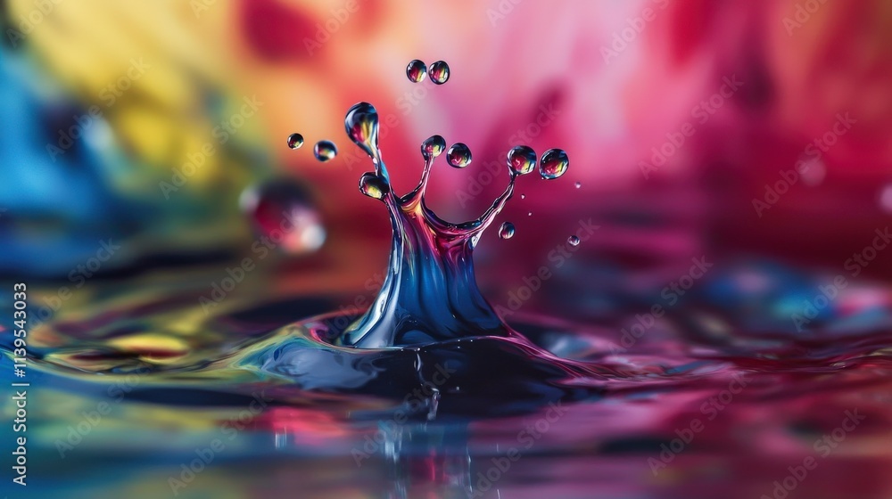 Poster swirling droplets of paint on canvas art studio abstract photography colorful environment close-up p