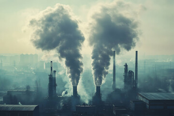 Smog-Shrouded Industrial Landscape Illustration