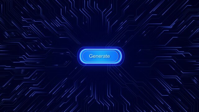 Click to Generate AI button Machine learning generation process. text image prompt advanced data processing Chat brain virtual assistant chatbot AI artificial intelligence prompt LLM AI deep learning