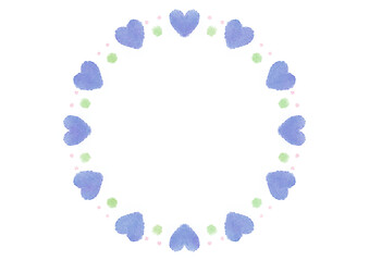 水彩ふんわりハートフレーム(水色)