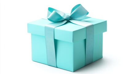 Fototapeta premium Flat Gift Box Icon: A bold, square gift box with a ribbon, isolated on a stark white background. 