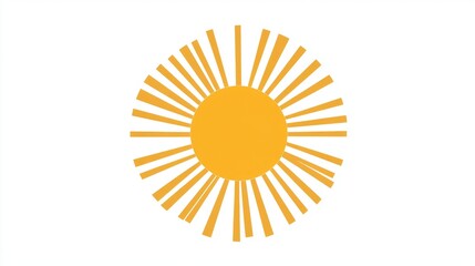 Flat Sun Icon: A bright yellow sun with straight rays, isolated on a white background. 