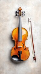 Fototapeta na wymiar Violin and Bow on Textured Background