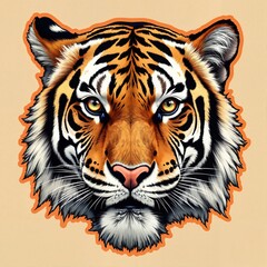 Fototapeta premium Powerful Tiger Portrait with Intense Gaze and Dramatic Lighting, Print for T-Shirt