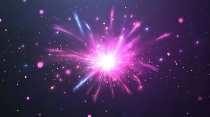 Fototapeta premium A vibrant explosion of pink and blue light particles against a dark background.