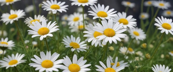 Fototapeta premium Chamomile flowers swaying gently in the breeze , gentle, peaceful, serene