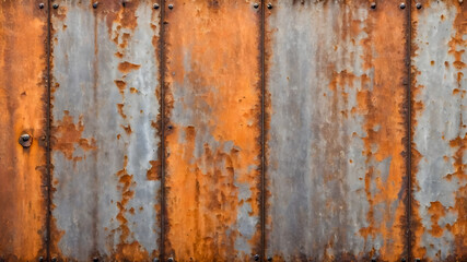 Obraz premium Rusty corrugated iron sheet texture. Abstract rusty metal background.