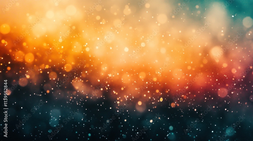 Poster a vibrant, blurred background featuring bokeh lights in warm and cool tones.