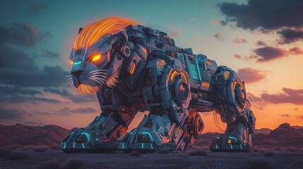 Futuristic robotic lion.