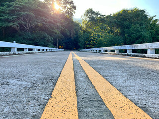 Yellow traffic line color Double solid lines to warn prohibiting overtaking, Yellow continuous...