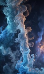 Fototapeta premium Gentle wisps of smoke wafting through an abstract blue environment, unclear vision, smoke