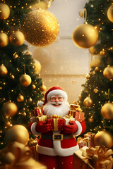 santa claus and christmas tree