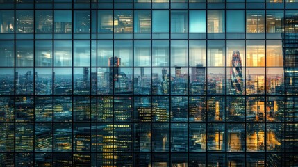 Fototapeta premium London Cityscape at Twilight: A View from a Modern Skyscraper