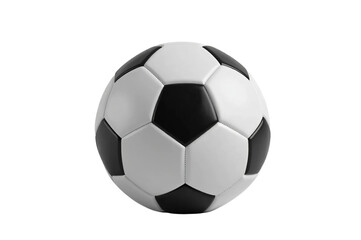 Fototapeta premium A classic black-and-white paneled soccer ball with hexagonal and pentagonal panels isolated on white background 