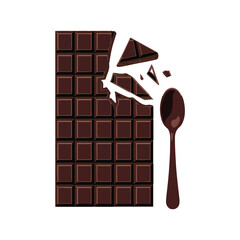 Dark Chocolate Bar vector Illustration for Dessert and Branding isolated on white backgrounds