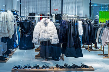 stylish fashionable women's clothing and shoes in the women's clothing department. fashion and...