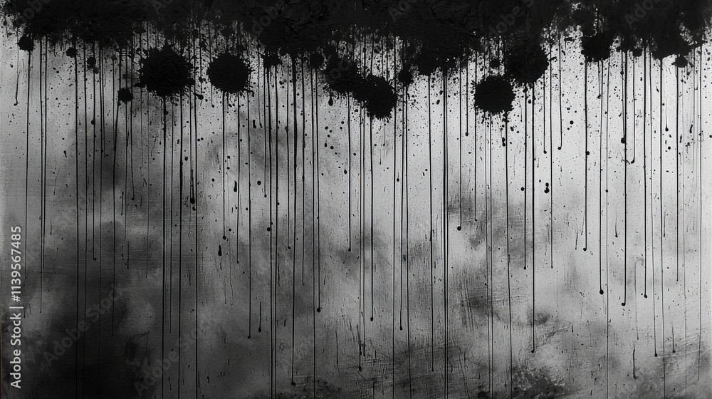 Fototapete Ink drops creating abstract patterns on canvas artistic studio visual art monochrome close-up fluid dynamics