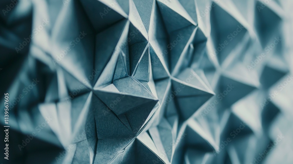 Poster Intricate paper folds creating unique shapes studio photography minimalistic close-up artistry in paper design
