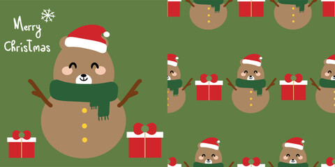 Cute bear card christmas pattern cartoon bear cute christmas and winter wallpaper for fabric print, gift wrap paper