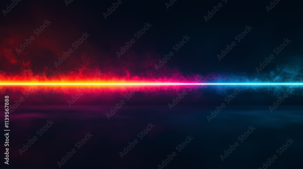 Poster Vibrant light cutting through darkness abstract art digital rendering conceptual space dynamic perspective visual impact