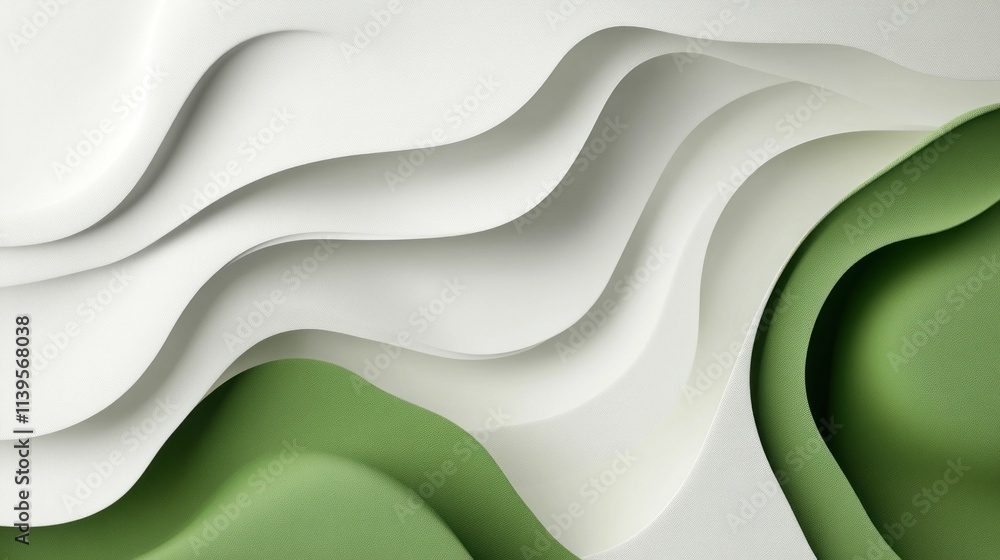Aufkleber abstract design featuring flowing waves in green and white tones.