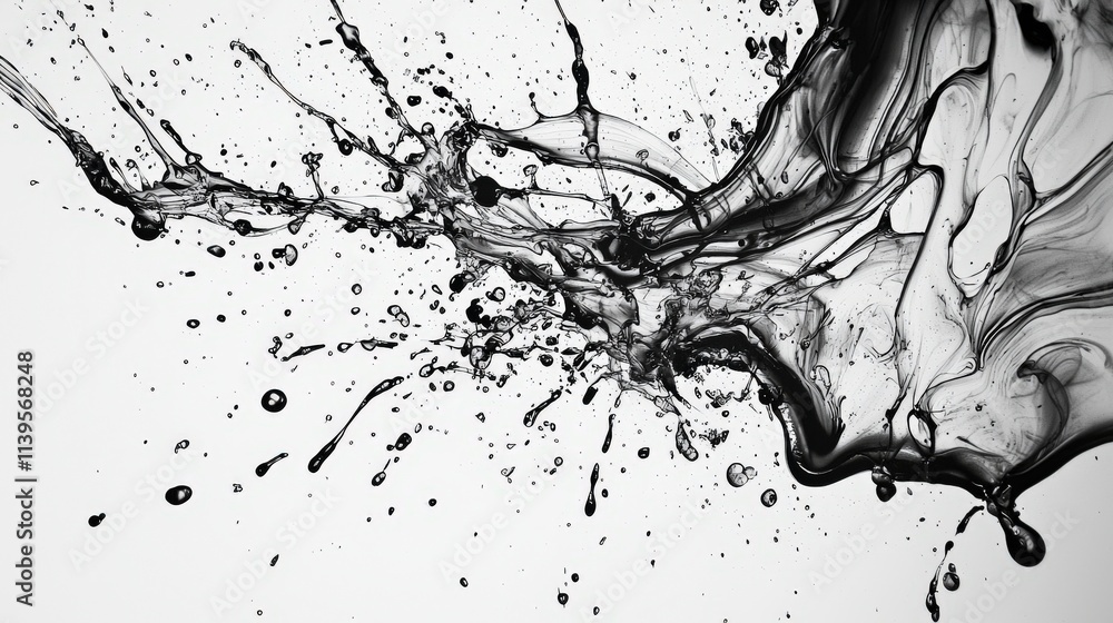 Poster Ink explosion art abstract creation studio space chaotic environment close-up view creative expression for visual impact