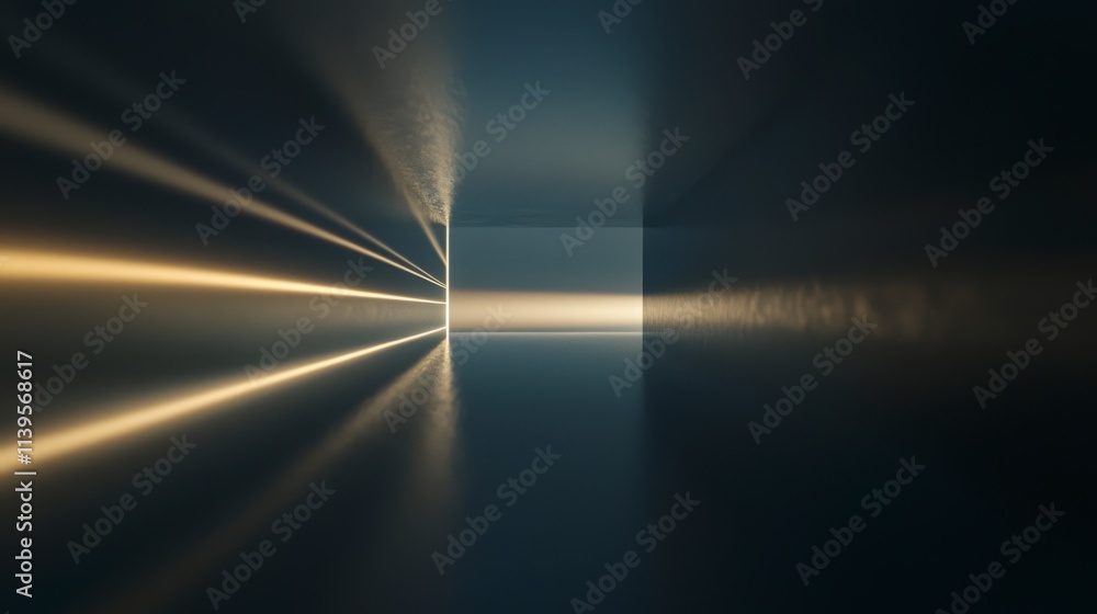 Aufkleber Illuminating shadows a thin beam of light in dark spaces abstract visuals serene environment unique perspective