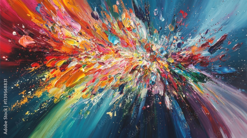 Fototapete dynamic paint explosion art studio abstract artwork colorful environment close-up view creative expr