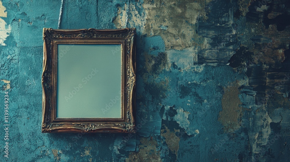 Poster Ornate picture frame displaying empty canvas in artistic studio captivating visuals serene atmosphere unique perspective