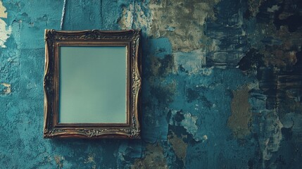 Ornate picture frame displaying empty canvas in artistic studio captivating visuals serene atmosphere unique perspective