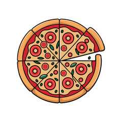 Delicious Pizza Slice vector Illustration for Restaurant Graphics isolated on white backgrounds