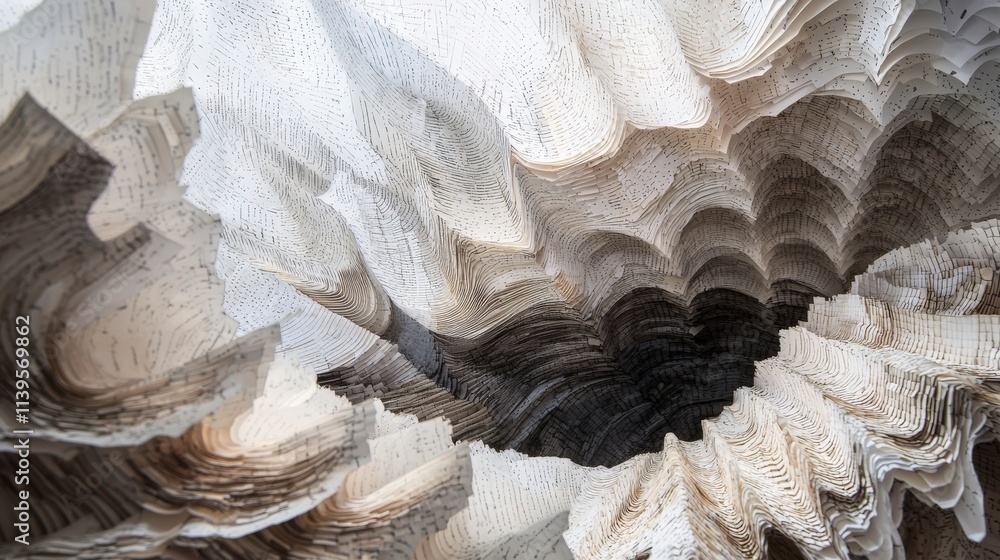Aufkleber Intricate layers of folded paper art creative studio visual artwork minimalist design close-up perspective textured beauty