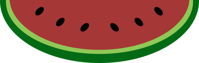 illustration of red watermelon slice isolated on white, ripe watermelon