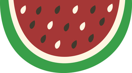 illustration of red watermelon slice isolated on white, ripe watermelon