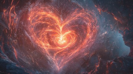 Radiant heart shape surrounded by soft beams of light in cosmic space digital art mystical environment vibrant viewpoint