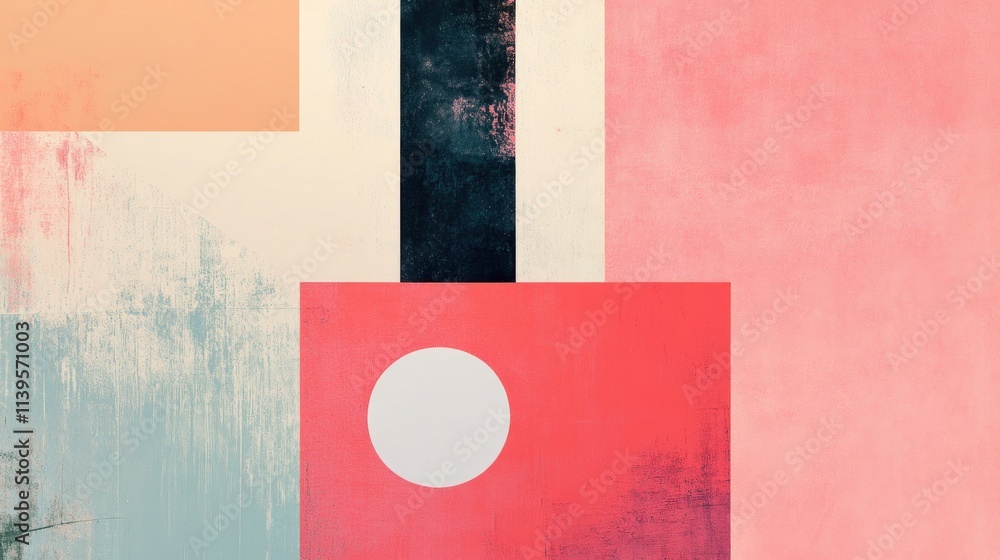 Poster Abstract geometric composition with soft colors and shapes.