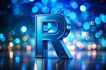 3D Blue Letter R Logo, Technological Design, Creative Copy Space