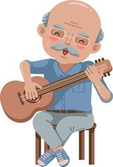 Happy  Playing Playing Guitar Illustration